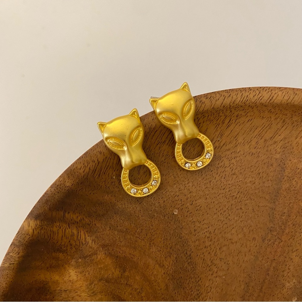 3/$20 14K Gold Filled Panther Door Knocker Earrings